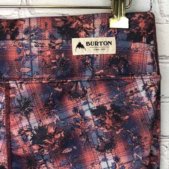 Burton Dryride Midweight Baselayer Capri Leggings Floral Plaid Sz S - Picture 8 of 16